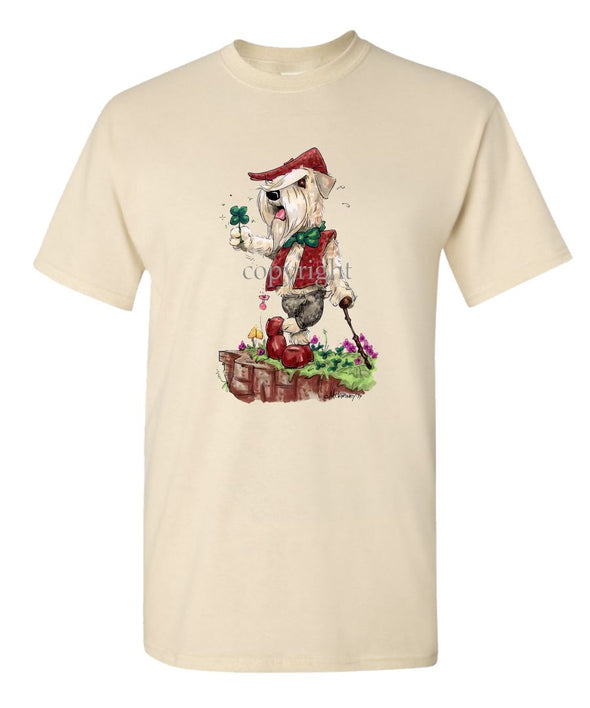 Soft Coated Wheaten - Brown Vest Shamrock - Caricature - T-Shirt