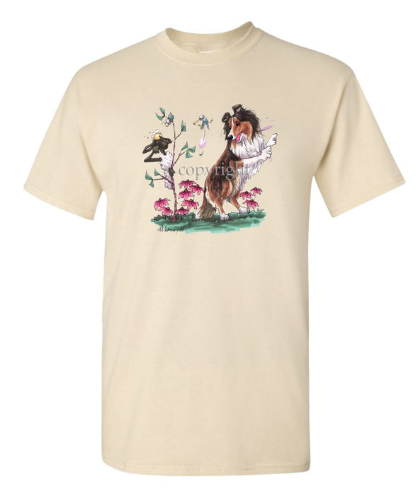 Shetland Sheepdog - Sheep Behind Tree - Caricature - T-Shirt