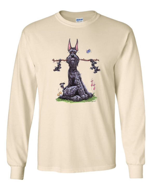 Giant Schnauzer - With Puppies - Caricature - Long Sleeve T-Shirt