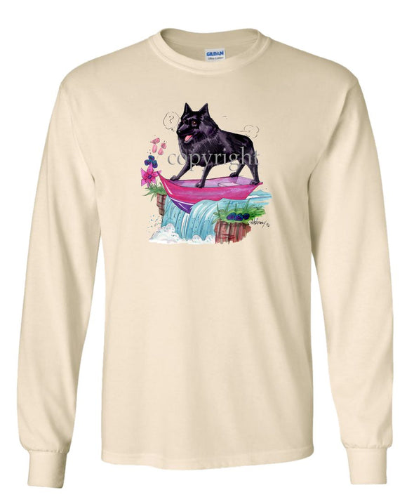 Schipperke - Boat Waterfall - Caricature - Long Sleeve T-Shirt