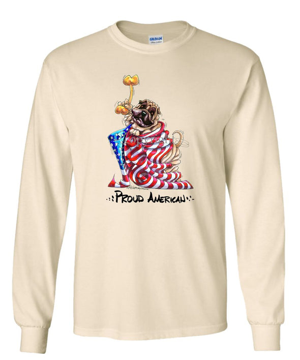 Shar Pei - Proud American - Long Sleeve T-Shirt