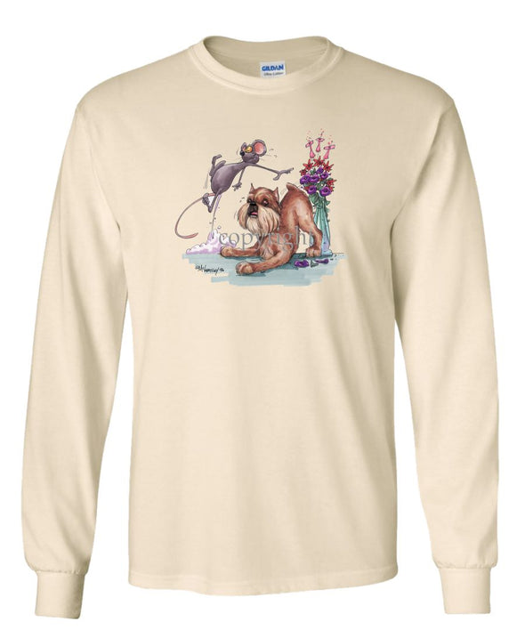 Brussels Griffon - Mouse And Flowers - Caricature - Long Sleeve T-Shirt