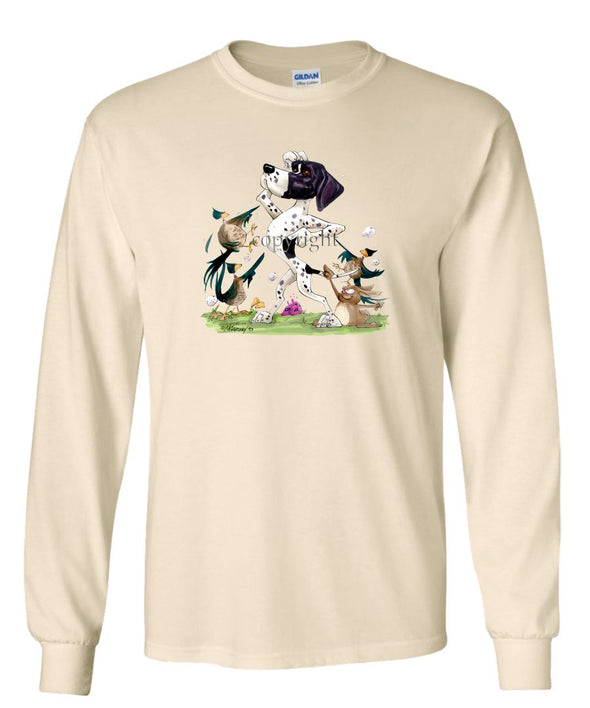 Pointer - Pheasants Pointing - Caricature - Long Sleeve T-Shirt