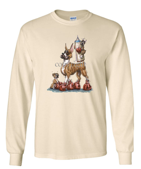 Boxer - Puppies With Boxing Bag - Caricature - Long Sleeve T-Shirt