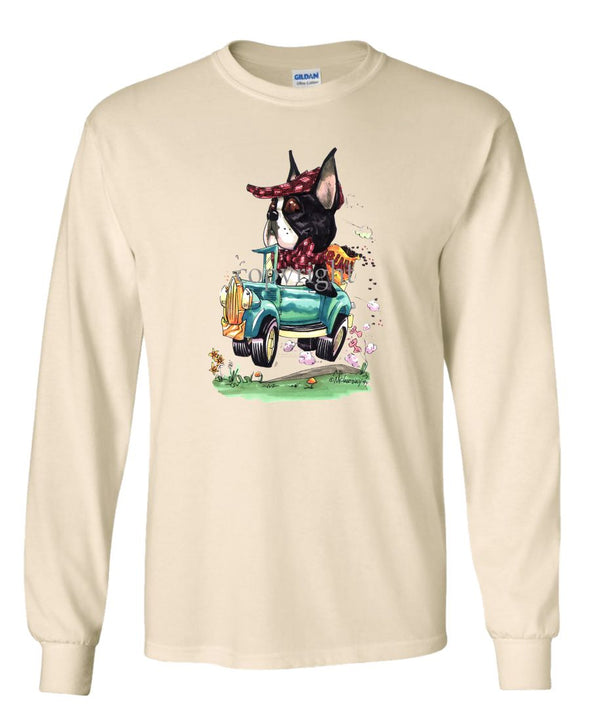 Boston Terrier - Jalopy Hauling Beans - Caricature - Long Sleeve T-Shirt