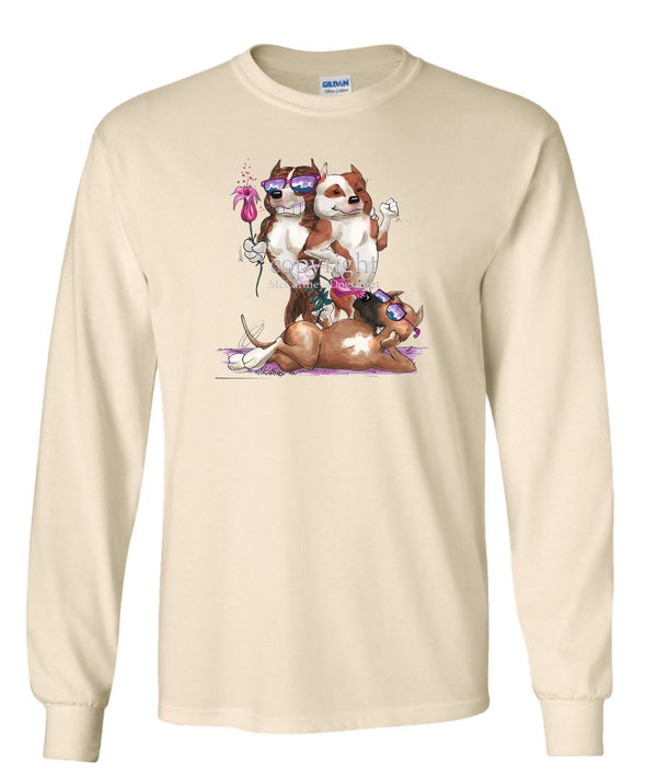 American Staffordshire Terrier - Group Trio - Caricature - Long Sleeve T-Shirt
