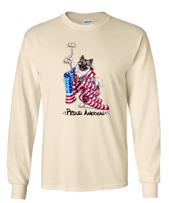 Norwegian Elkhound - Proud American - Long Sleeve T-Shirt