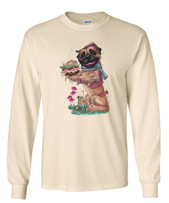 Bullmastiff - Cheeseburger - Caricature - Long Sleeve T-Shirt