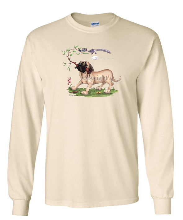 Mastiff - Swinging Squirrel In Tree - Caricature - Long Sleeve T-Shirt