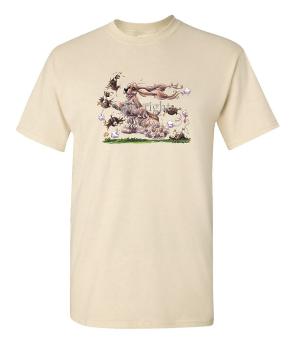 Cocker Spaniel - Chasing Quail - Caricature - T-Shirt