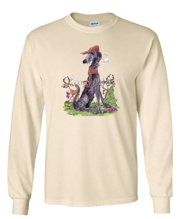 Scottish Deerhound - Hat Scarf Deer - Caricature - Long Sleeve T-Shirt