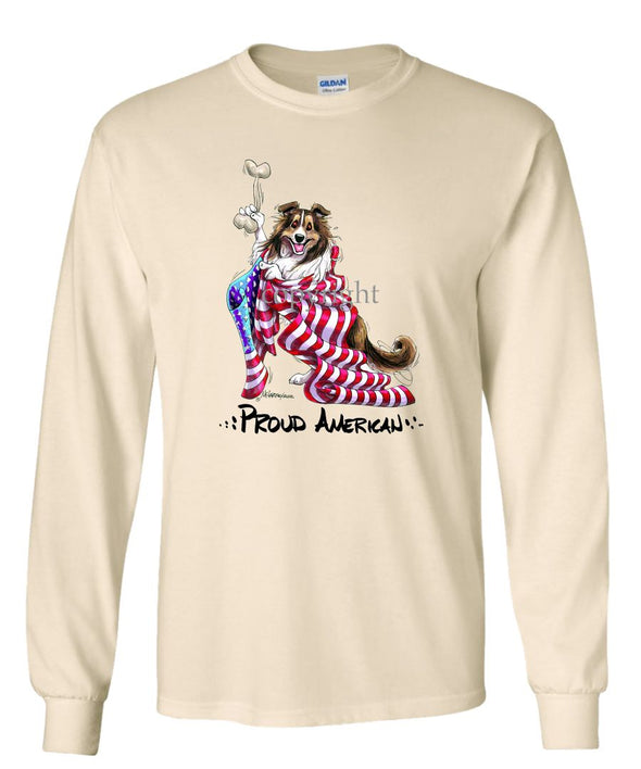 Shetland Sheepdog - Proud American - Long Sleeve T-Shirt