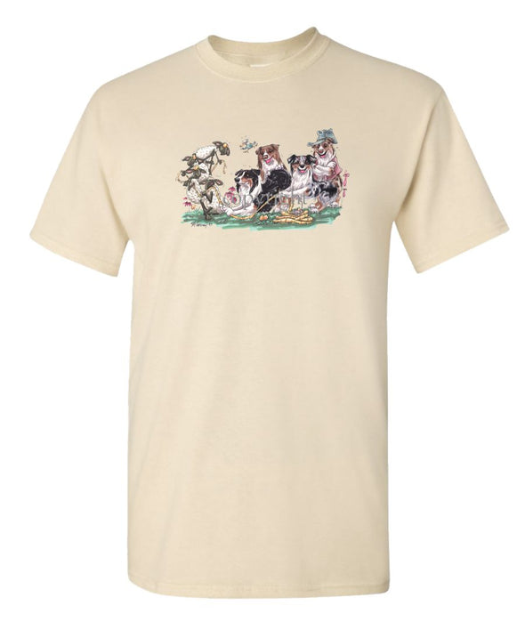 Australian Shepherd - Group Tug A War - Caricature - T-Shirt