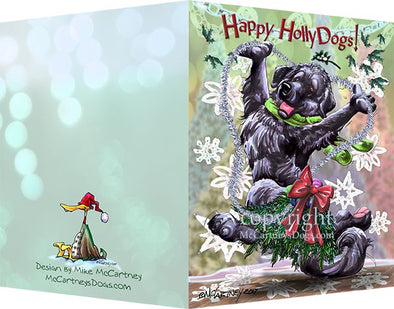 Newfoundland - Happy Holly Dog Pine Skirt - Christmas Card