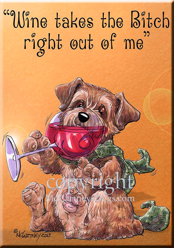 Norfolk Terrier - Wine Takes The Bitch - Cutting Board