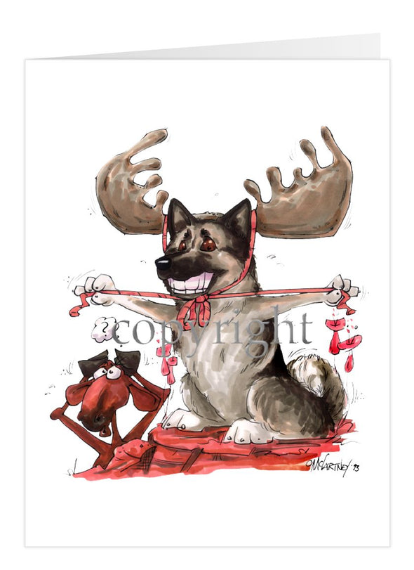 Norwegian Elkhound - With Antlers - Caricature - Card