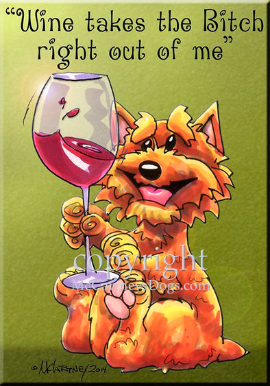 Norwich Terrier - Wine Takes The Bitch - Cutting Board