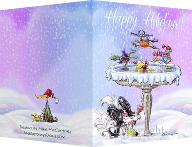 Papillon - Frozen Bird Bath - Christmas Card