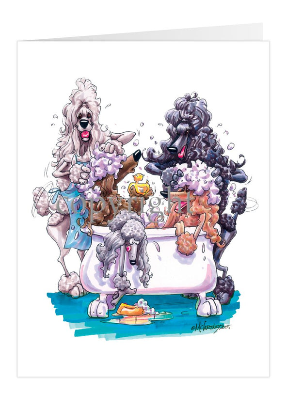 Poodle - Group Bathtub - Caricature - Card