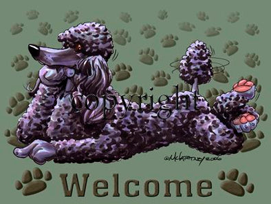 Poodle Black - Welcome - Mat
