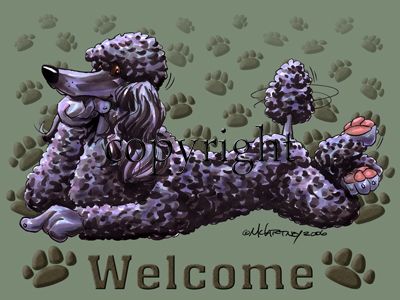 Poodle Black - Welcome - Mat