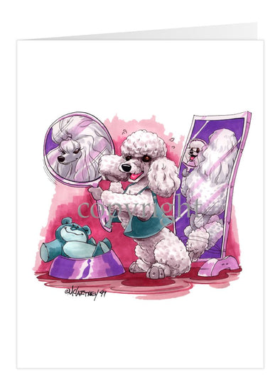 Poodle Toy White - Mirror - Caricature - Card