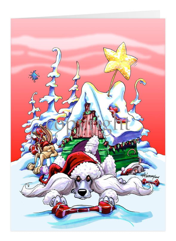 Poodle - White - Doghouse - Christmas Card