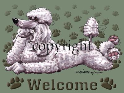 Poodle White - Welcome - Mat