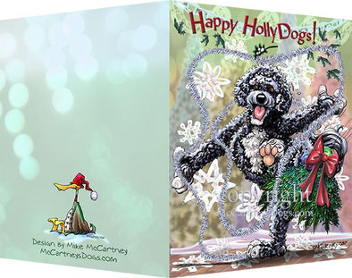 Portuguese Water Dog - Happy Holly Dog Pine Skirt - Christmas Card