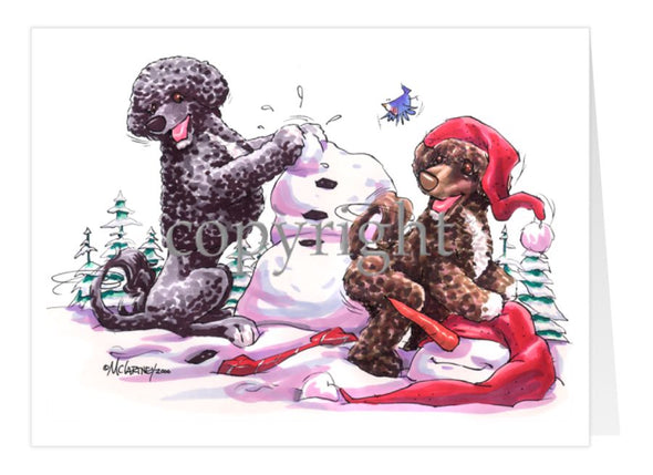 Portuguese Water Dog - Snowman - Christmas Card