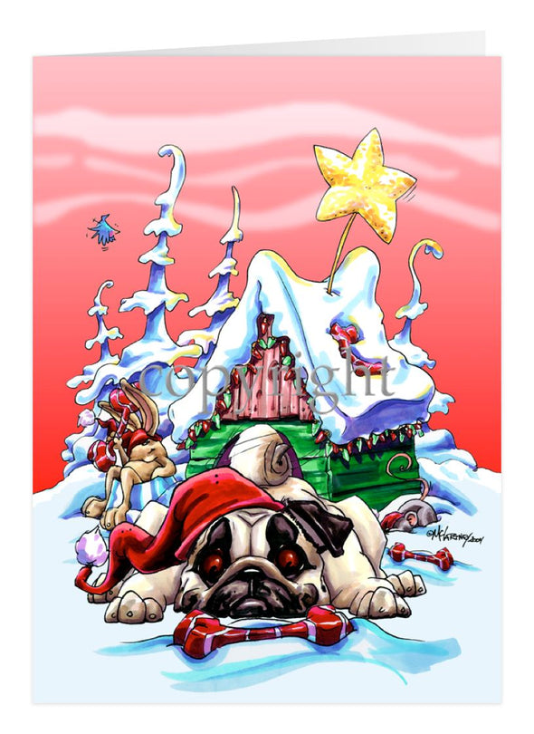 Pug - Doghouse - Christmas Card