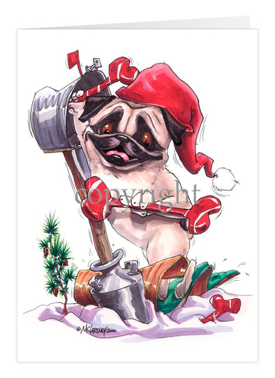 Pug - Mailbox - Christmas Card