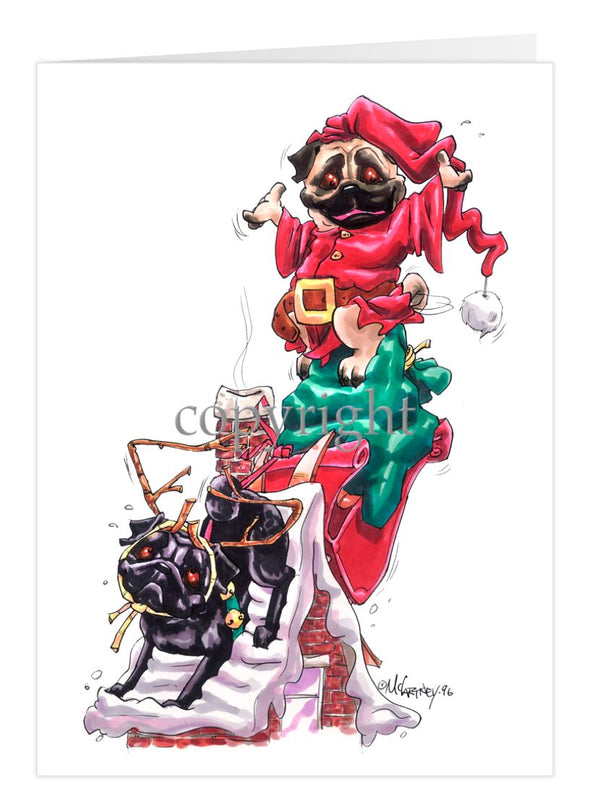 Pug - Santa - Christmas Card