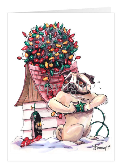 Pug - Tangled Lights - Christmas Card