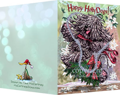 Puli - Happy Holly Dog Pine Skirt - Christmas Card
