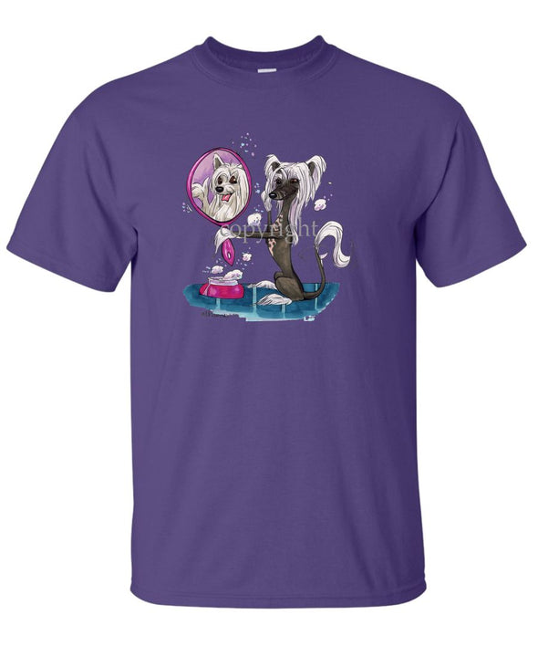 Chinese Crested - Looking In Mirror - Caricature - T-Shirt