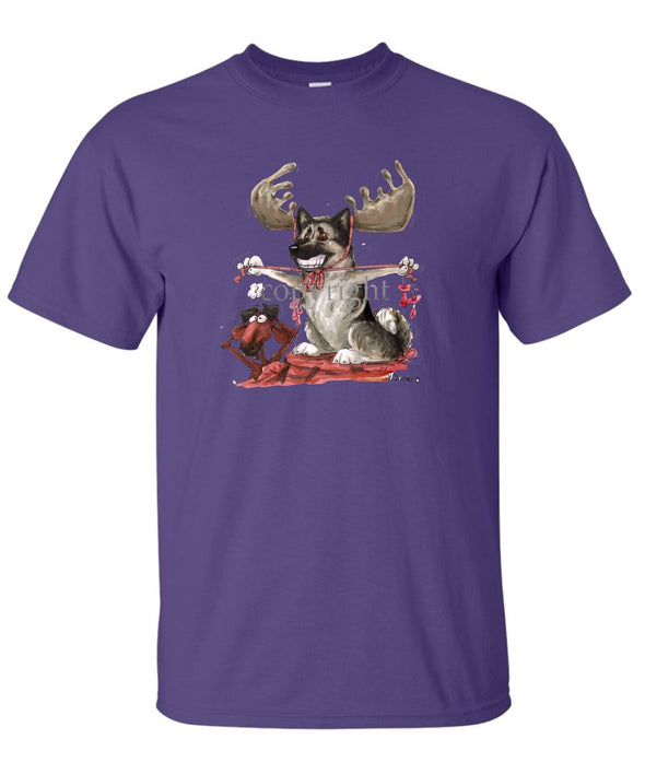 Norwegian Elkhound - With Antlers - Caricature - T-Shirt