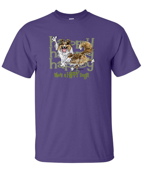 Shetland Sheepdog - Who's A Happy Dog - T-Shirt