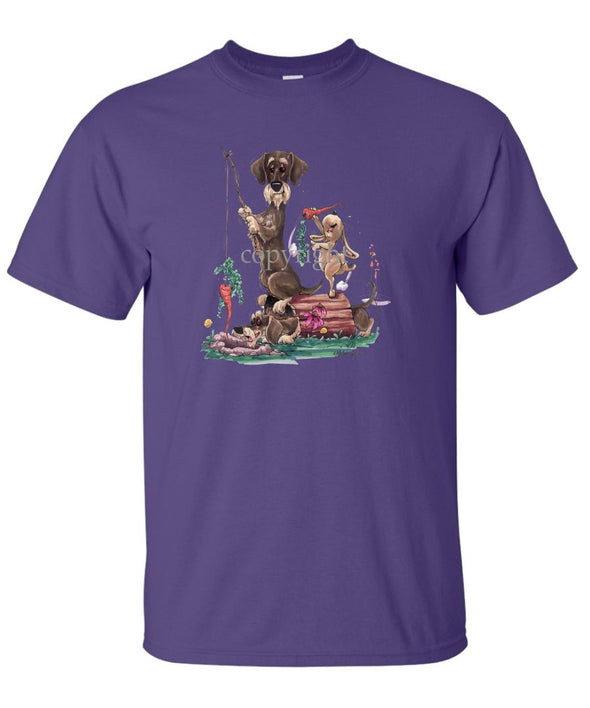 Dachshund  Wirehaired - Fishing With Carrot - Caricature - T-Shirt