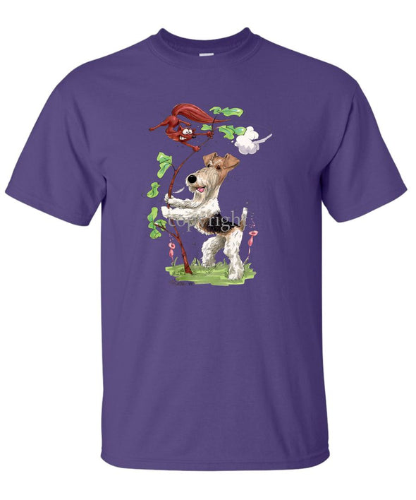 Wire Fox Terrier - Shaking Fox In Tree - Caricature - T-Shirt