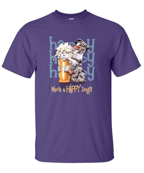 Australian Shepherd  Blue Merle - 2 - Who's A Happy Dog - T-Shirt