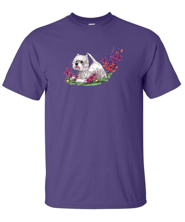 West Highland Terrier - Flowers - Caricature - T-Shirt