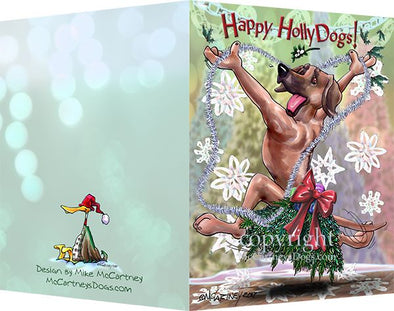 Rhodesian Ridgeback - Happy Holly Dog Pine Skirt - Christmas Card