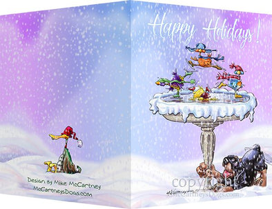 Rottweiler - Frozen Bird Bath - Christmas Card