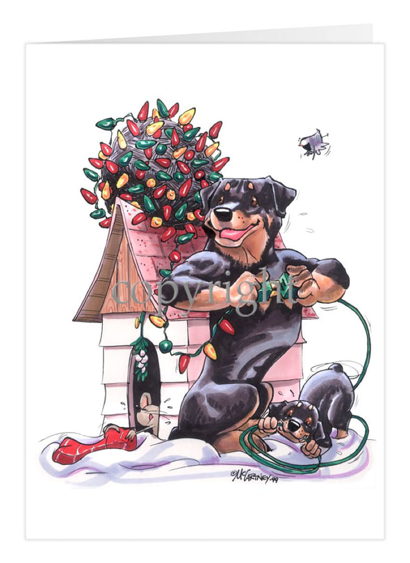 Rottweiler - Tangled Lights - Christmas Card