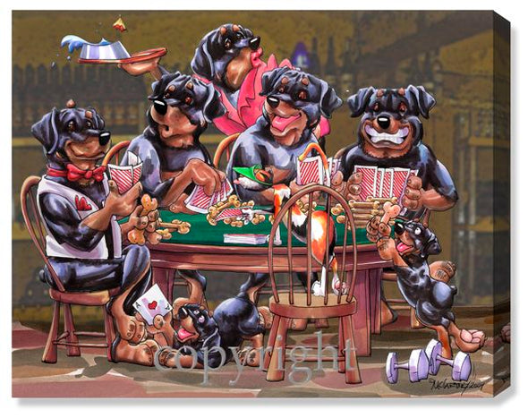 Rottweiler Poker - Calendar Canvas
