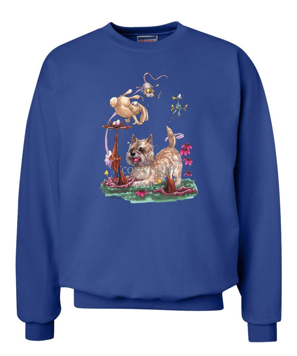 Cairn Terrier - Chasing Fox And Rabbit - Caricature - Sweatshirt
