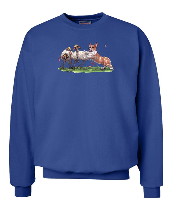 Welsh Corgi Pembroke - Herding Sheep - Caricature - Sweatshirt