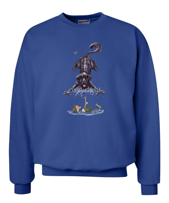 Flat Coated Retriever - Duck Squirting Water - Caricature - Sweatshirt