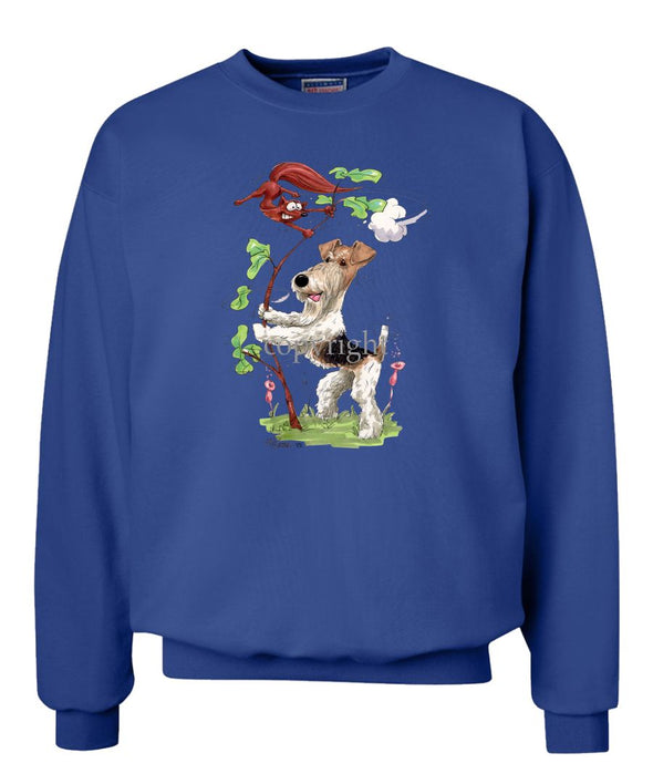 Wire Fox Terrier - Shaking Fox In Tree - Caricature - Sweatshirt